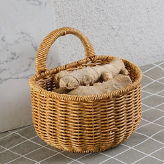 Hanging Food Baskets - Space - Saving Wall - Mounted Woven Storage for Kitchen Essentials - Wooven Storage Baskets - Hurbane Home