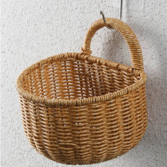Hanging Food Baskets - Space - Saving Wall - Mounted Woven Storage for Kitchen Essentials - Wooven Storage Baskets - Hurbane Home