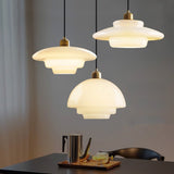Cream opal glass pendant light close view