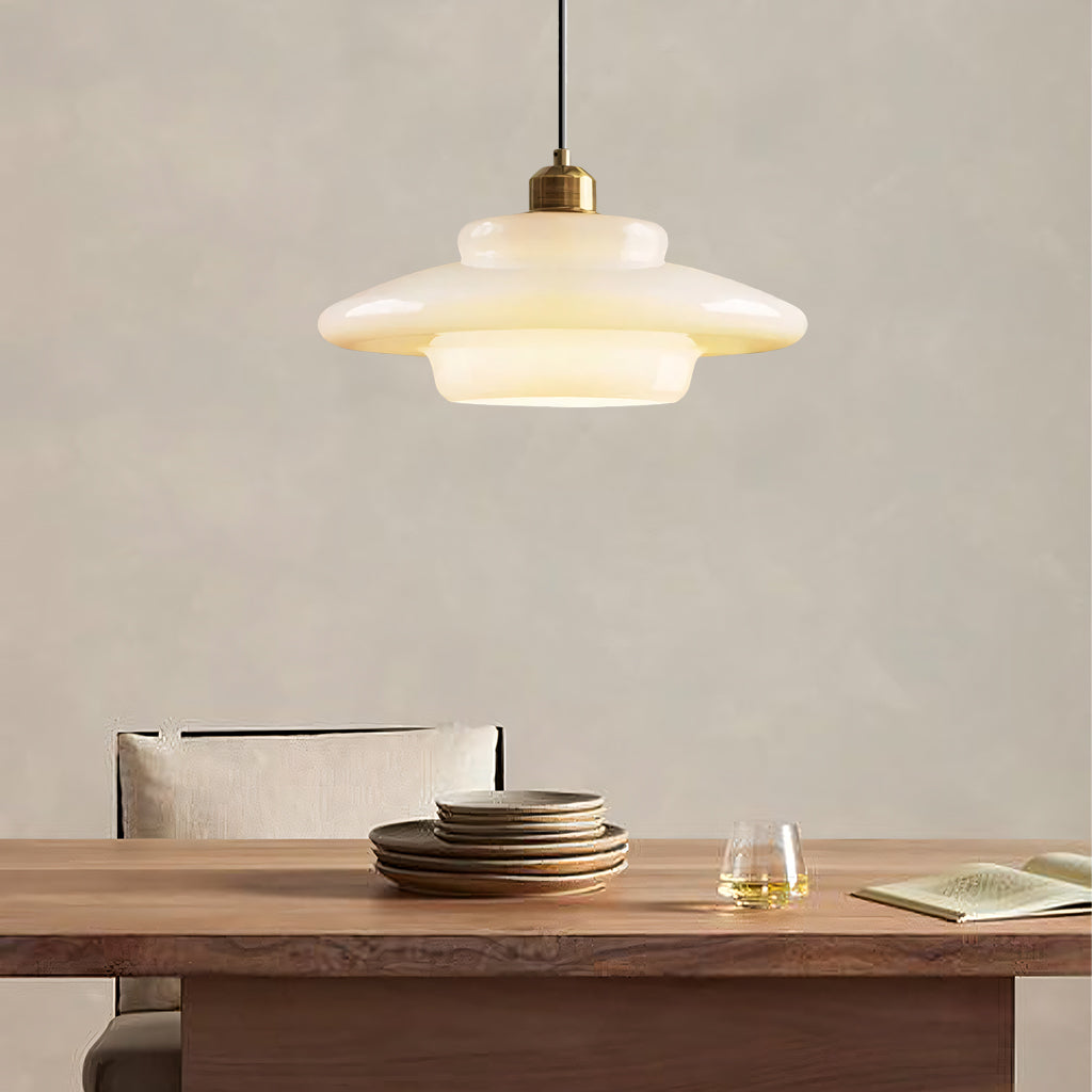 Hanna Art Deco Glass Pendant Light Modern Creamy Style Hanging Lamp
