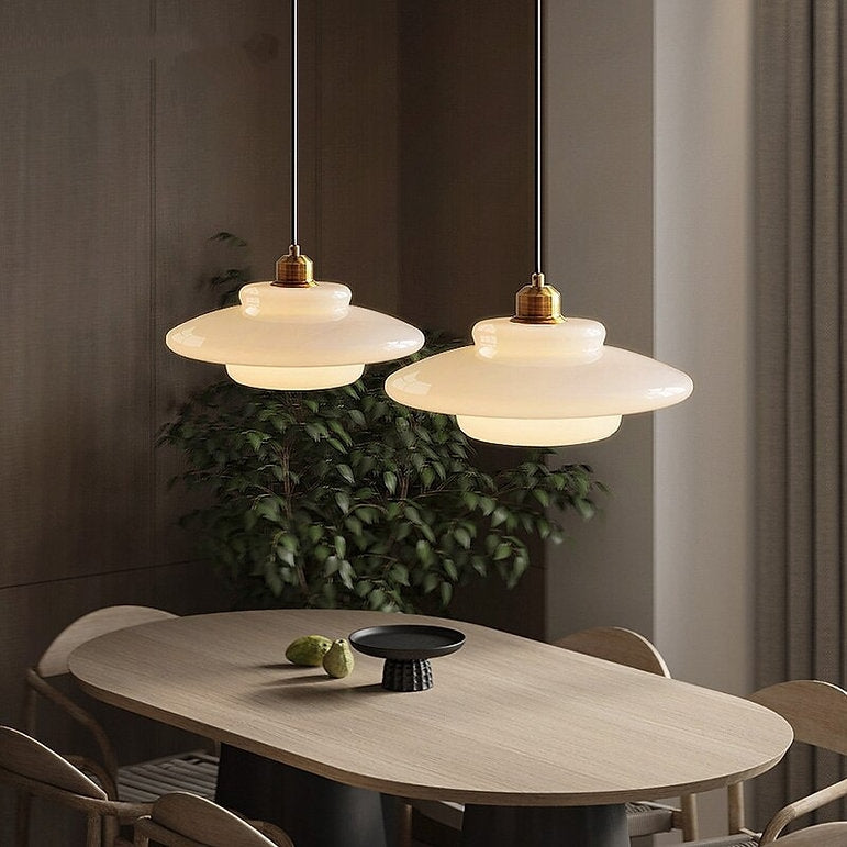 Hanna Art Deco Glass Pendant Light Modern Creamy Style Hanging Lamp
