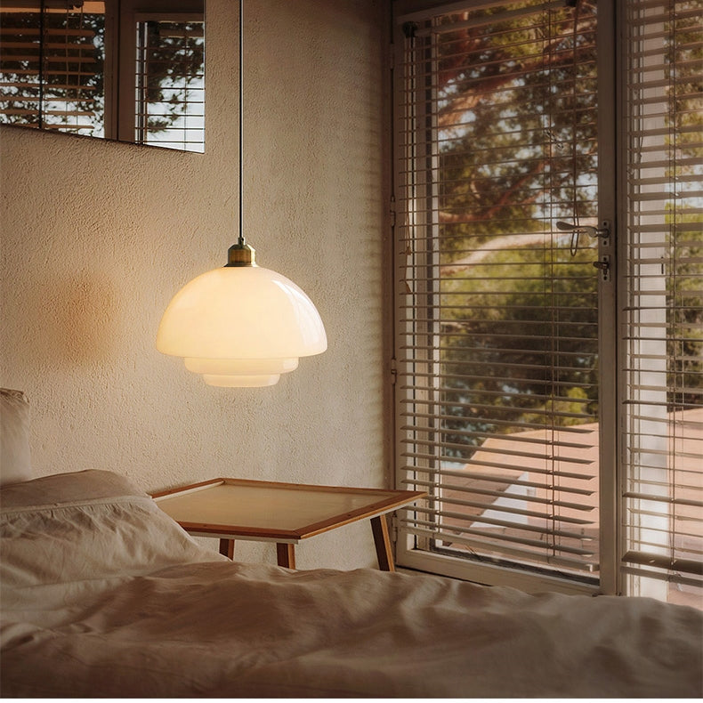 Hanna Art Deco Glass Pendant Light Modern Creamy Style Hanging Lamp