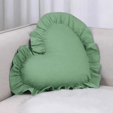 Heart Pillow - Cute Cotton Ruffled Edge Decorative Sofa Cushion - Heart Shaped Pillow - Hurbane Home