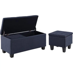 Hinged Ottoman Storage Box with Cushion - Bedroom Organizer Bench Set - Bedroom Storage Bench - Hurbane Home