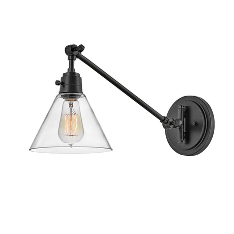 Adjustable Swing-Arm Wall Sconce with Conical Metal Shade, UL Listed