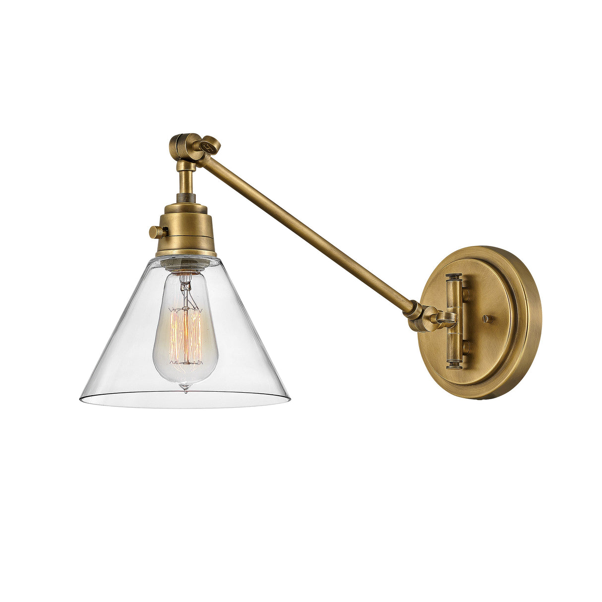 Adjustable Swing-Arm Wall Sconce with Conical Metal Shade, UL Listed