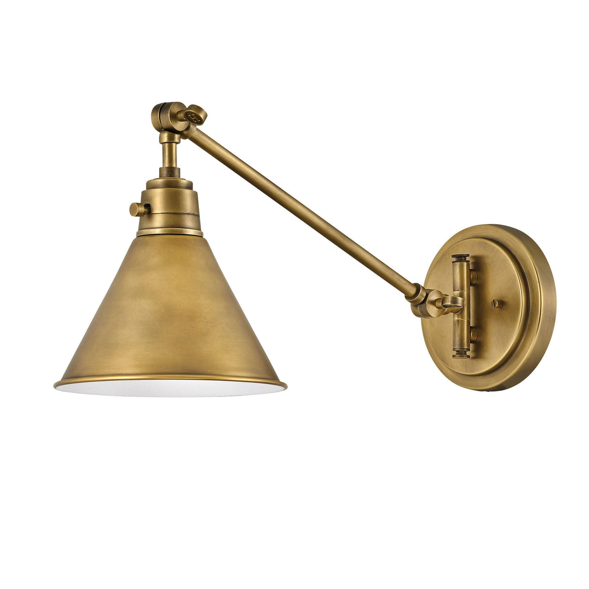 Adjustable Swing-Arm Wall Sconce with Conical Metal Shade, UL Listed