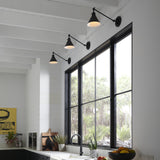 Adjustable Swing-Arm Wall Sconce with Conical Metal Shade, UL Listed