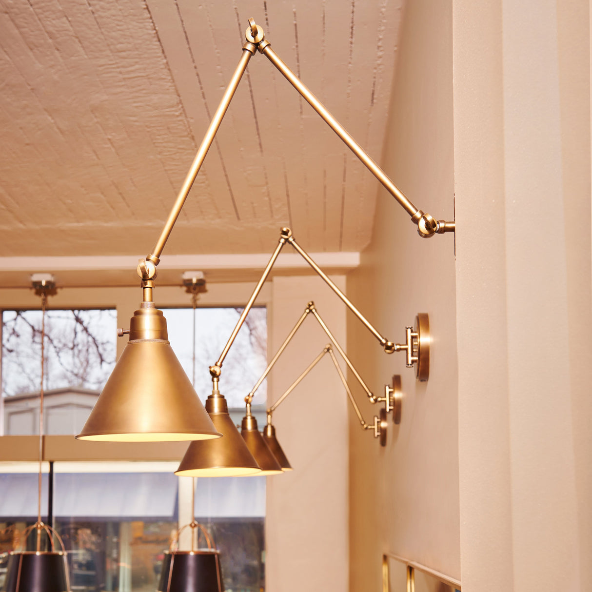 Adjustable Swing-Arm Wall Sconce with Conical Metal Shade, UL Listed