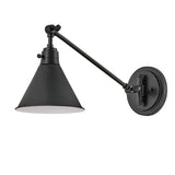 Adjustable Swing-Arm Wall Sconce with Conical Metal Shade, UL Listed