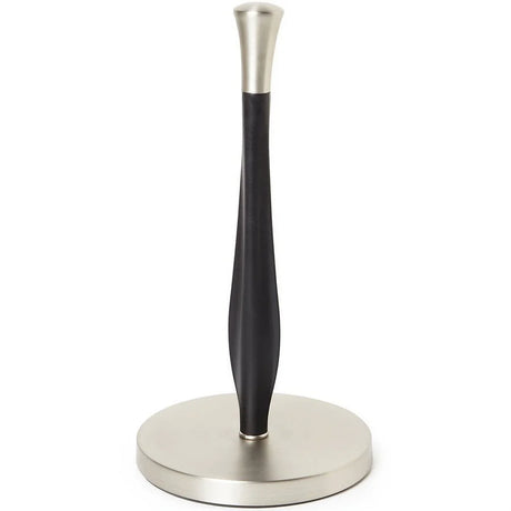 Paper Towel Holder – Weighted Nickel Countertop Stand with Non-Slip Base.
