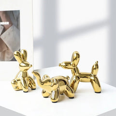 Home Decor Items - Balloon Dog Statue: Small Shelf Decor & Living Room Art - Ceramic Animal Sculptures - Hurbane Home