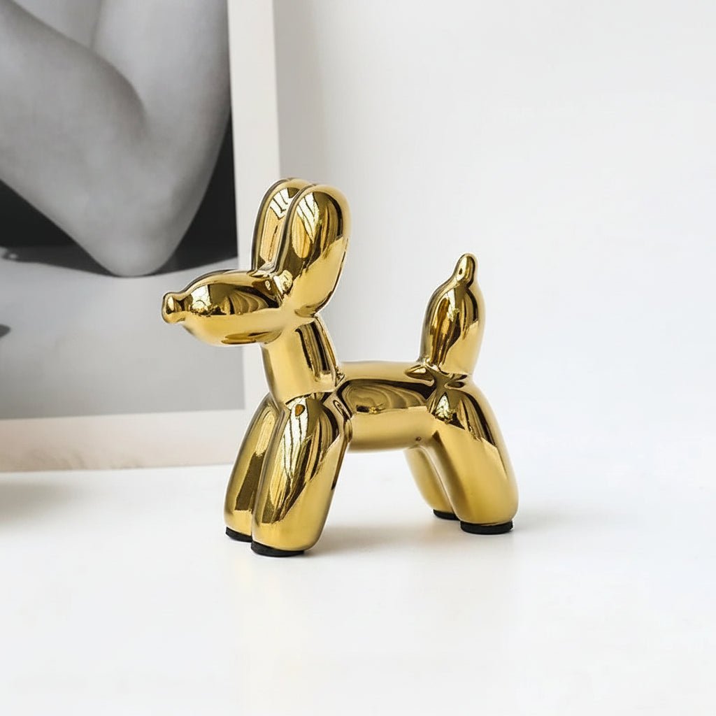 Home Decor Items - Balloon Dog Statue: Small Shelf Decor & Living Room Art - Ceramic Animal Sculptures - Hurbane Home