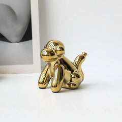 Home Decor Items - Balloon Dog Statue: Small Shelf Decor & Living Room Art - Ceramic Animal Sculptures - Hurbane Home
