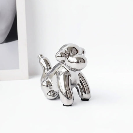 Home Decor Items - Balloon Dog Statue: Small Shelf Decor & Living Room Art - Ceramic Animal Sculptures - Hurbane Home
