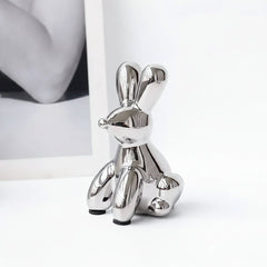 Home Decor Items - Balloon Dog Statue: Small Shelf Decor & Living Room Art - Ceramic Animal Sculptures - Hurbane Home