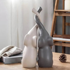 Home Decor Items - Unique Elephant Figurines for Living Room Display - Ceramic Animal Sculptures - Hurbane Home