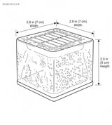 Line drawing of the cube light marked 2.8 inches wide, 2.8 inches deep and 2 inches high