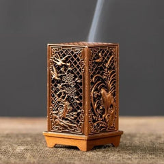 Incense Burner - Square Xiangyun Alloy Plum Blossom Aromatherapy Decor - Hurbane Home