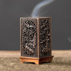 Incense Burner - Square Xiangyun Alloy Plum Blossom Aromatherapy Decor - Hurbane Home
