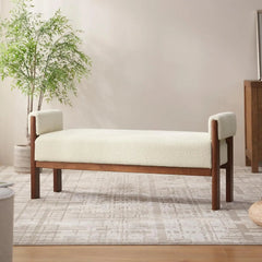 Indoor Cushioned Bench - Elegant Upholstered Design for Bedroom Seating Comfort - upholstered bedroom bench - Hurbane Home