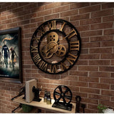 Industrial Gear Wall Clock – Vintage Bamboo Wood Quartz Timepiece - Hurbane Home