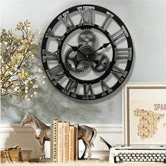 Industrial Gear Wall Clock – Vintage Bamboo Wood Quartz Timepiece - Hurbane Home