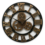 Industrial Gear Wall Clock – Vintage Bamboo Wood Quartz Timepiece - Hurbane Home
