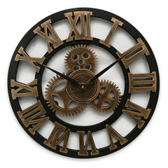 Industrial Gear Wall Clock – Vintage Bamboo Wood Quartz Timepiece - Hurbane Home