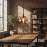 Amber globe shade measured at 20 cm across and 25 cm tall