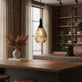 Industrial Teardrop Pendant Light with Textured Water Glass Shade