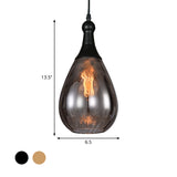 Teardrop pendant sized 13.5 in high by 6.5 in wide with color swatches
