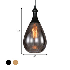 Teardrop pendant sized 13.5 in high by 6.5 in wide with color swatches