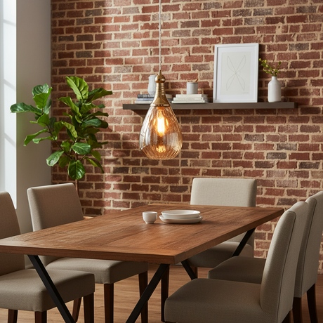 Industrial Teardrop Pendant Light with Textured Water Glass Shade