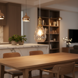 Industrial Teardrop Pendant Light with Textured Water Glass Shade