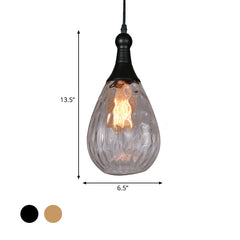 Smoke teardrop pendant with 13.5 in height and 6.5 in width marked