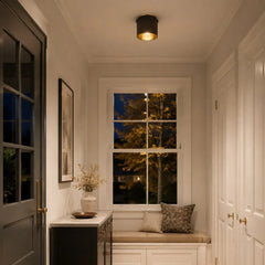 Industrial ribbed metal flush mount ceiling light further product image 10