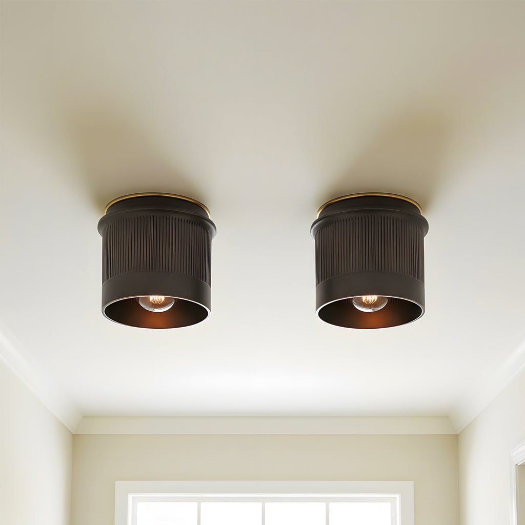 Industrial ribbed metal flush mount ceiling light supplementary product view 17