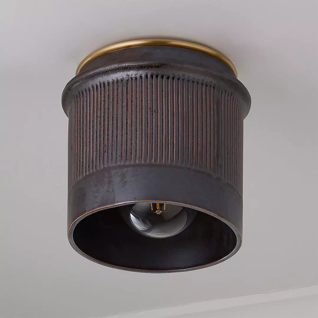 Industrial ribbed metal flush mount ceiling light additional product view 18