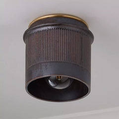 Industrial ribbed metal flush mount ceiling light additional product view 18