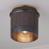 Industrial ribbed metal flush mount ceiling light alternative angle view 19