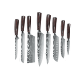 Japanese Knife Set – Damascus Pattern 8 - Piece Stainless Steel Kitchen Collection - Japanese Knife Set - Hurbane Home