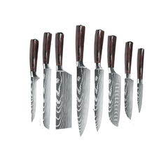 Japanese Knife Set – Damascus Pattern 8 - Piece Stainless Steel Kitchen Collection - Japanese Knife Set - Hurbane Home