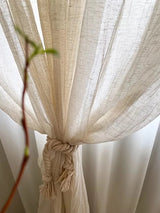 Japanese Linen Curtain – Semi - Sheer Pleated Tab - Top Voile Window Panel - Hurbane Home