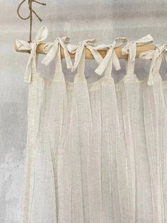 Japanese Linen Curtain – Semi - Sheer Pleated Tab - Top Voile Window Panel - Hurbane Home