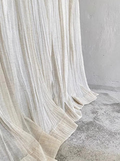 Japanese Linen Curtain – Semi - Sheer Pleated Tab - Top Voile Window Panel - Hurbane Home
