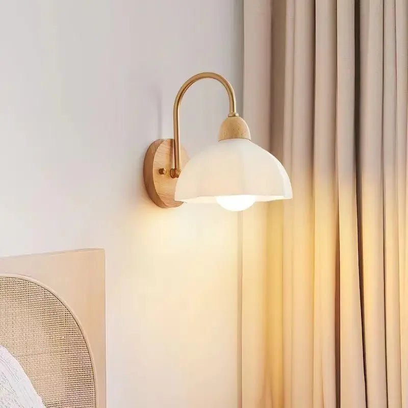 Japanese Style Wall Lamp – Wooden Floral Sconce Light for Cozy Home Decor - Hurbane Home