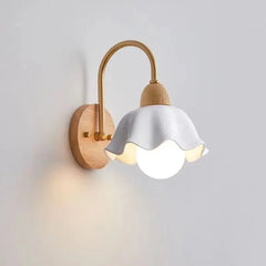 Japanese Style Wall Lamp – Wooden Floral Sconce Light for Cozy Home Decor - Hurbane Home