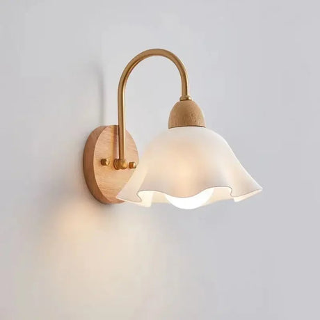 Japanese Style Wall Lamp – Wooden Floral Sconce Light for Cozy Home Decor - Hurbane Home