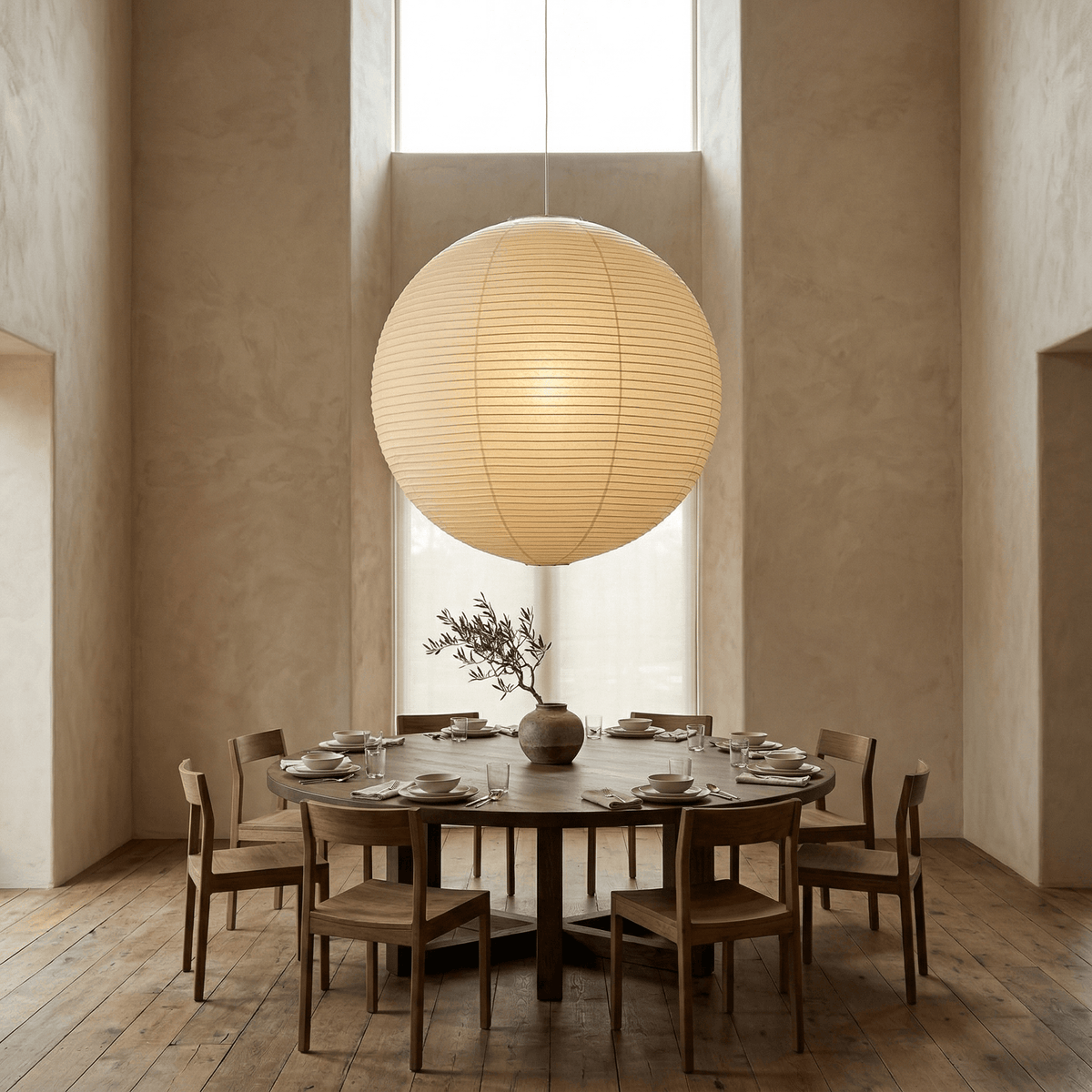 Washi paper globe pendant light on a fine metal frame, view 7
